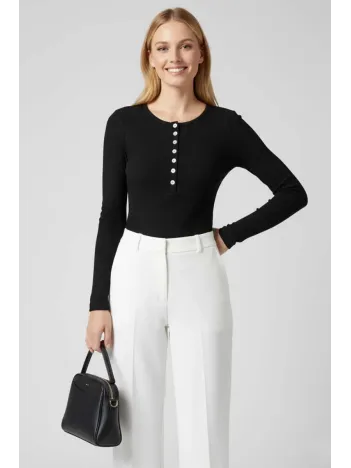 Çıtçıt Detaylı Bluz Siyah T4343
