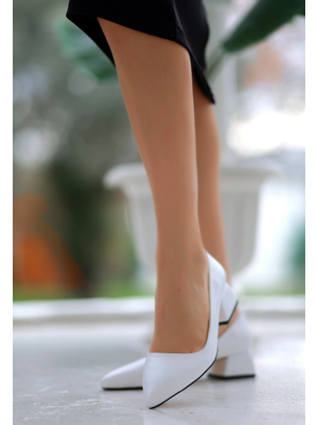 Xian Beyaz Cilt Topuklu Ayakkabı