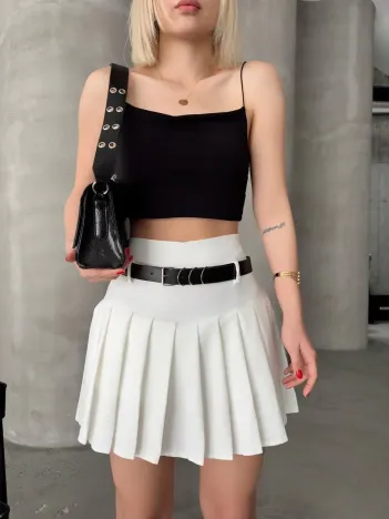 Kemerli Pikseli Şort Etek