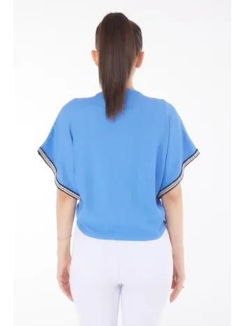 V Yaka Büzgülü Detaylı Bluz