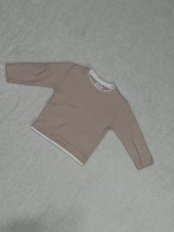 Yaka ve bel biyeli sweatshirt pudra