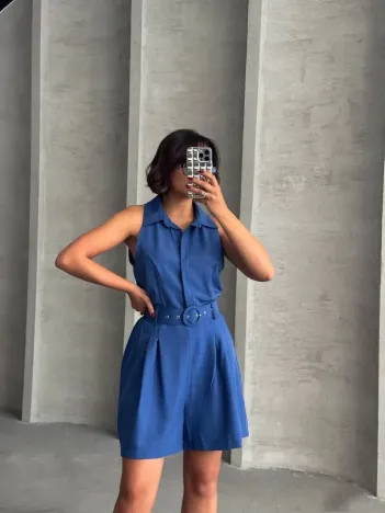 Yakalı Şort Tulum Yakalı Şort Tulum