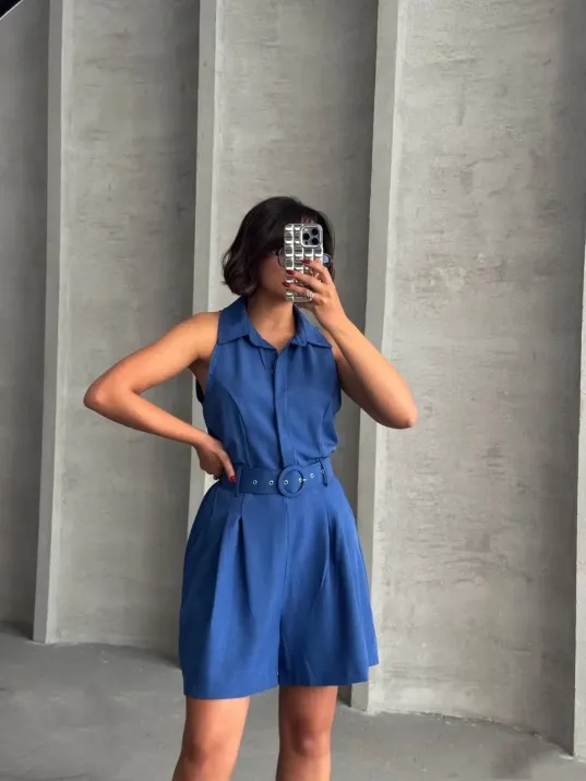 Yakalı Şort Tulum Yakalı Şort Tulum