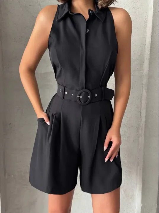 Yakalı Şort Tulum Yakalı Şort Tulum