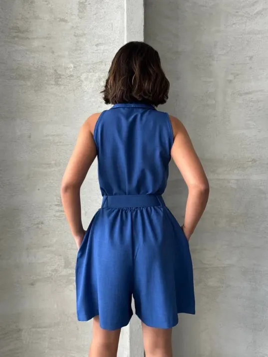 Yakalı Şort Tulum Yakalı Şort Tulum