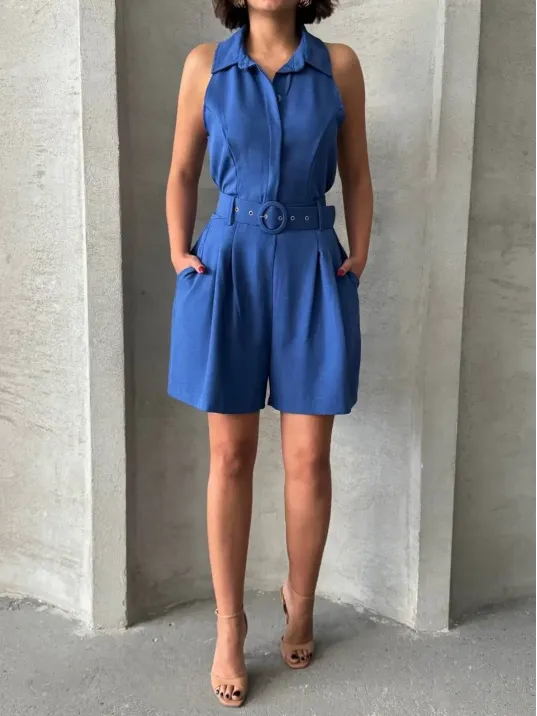 Yakalı Şort Tulum Yakalı Şort Tulum