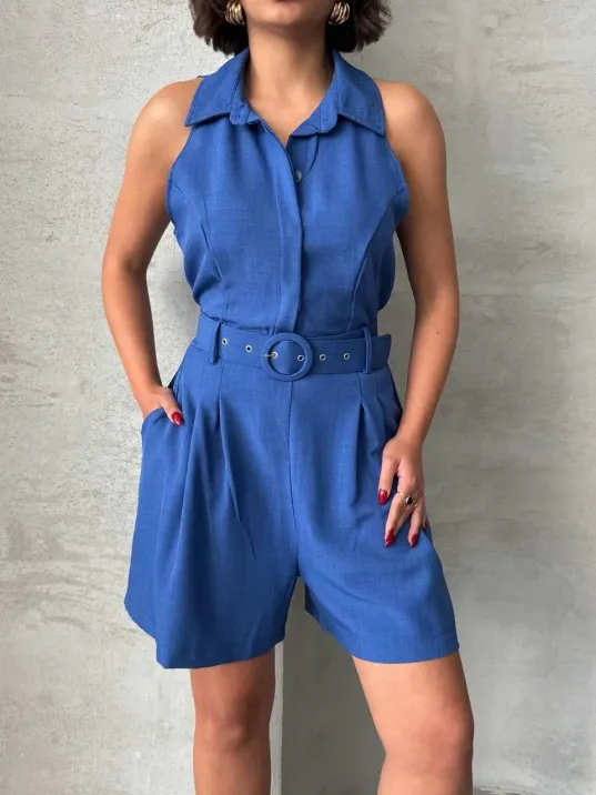 Yakalı Şort Tulum Yakalı Şort Tulum