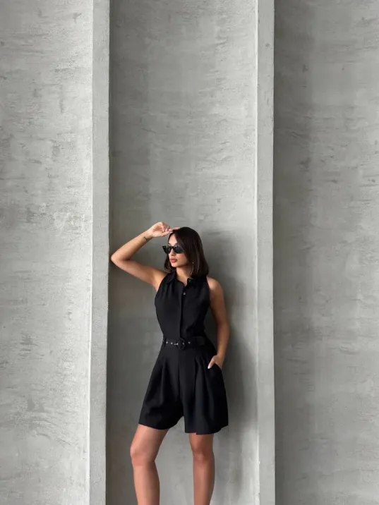 Yakalı Şort Tulum Yakalı Şort Tulum