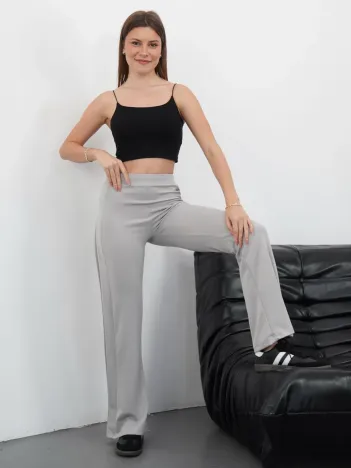 Yandan Katlamalı Pantolon Gri