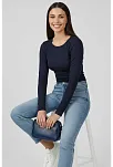 Yanı Büzgülü Bluz Lacivert T4322