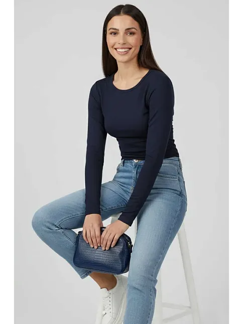 Yanı Büzgülü Bluz Lacivert T4322