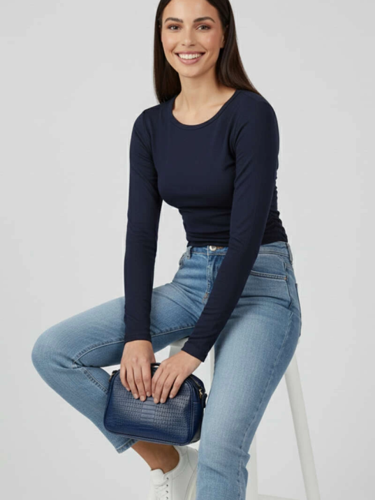 Yanı Büzgülü bluz Lacivert T4322 Yanı Büzgülü bluz Lacivert T4322