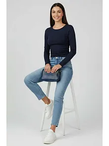 Yanı Büzgülü Bluz Lacivert T4322