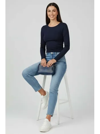 Yanı Büzgülü Bluz Lacivert T4322