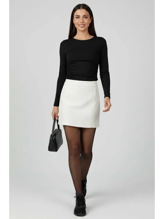 Yanı Büzgülü Bluz Siyah T4322