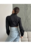 Yanı Kemer Detaylı Crop Gömlek Siyah S4009 Yanı Kemer Detaylı Crop Gömlek Siyah S4009