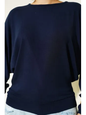 Yarasa Kol Salaş Bluz Lacivert T4273