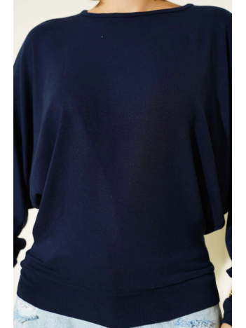 Yarasa Kol Salaş Bluz Lacivert T4273