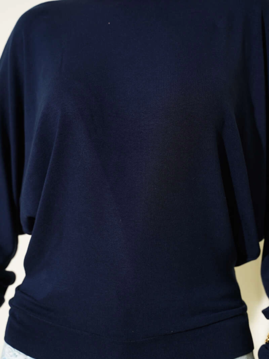 Yarasa Kol Salaş Bluz Lacivert T4273 Yarasa Kol Salaş Bluz Lacivert T4273