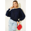 Yarasa Kol Salaş Bluz Lacivert T4273 Yarasa Kol Salaş Bluz Lacivert T4273