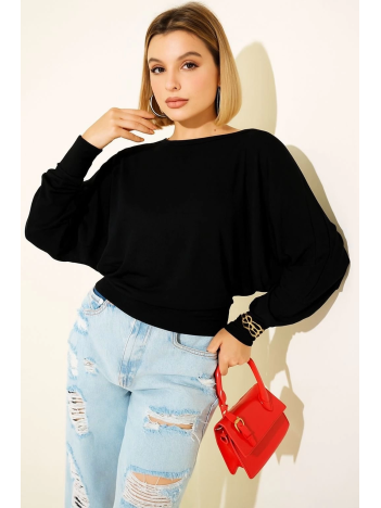 Yarasa Kol Salaş Bluz siyah T4273