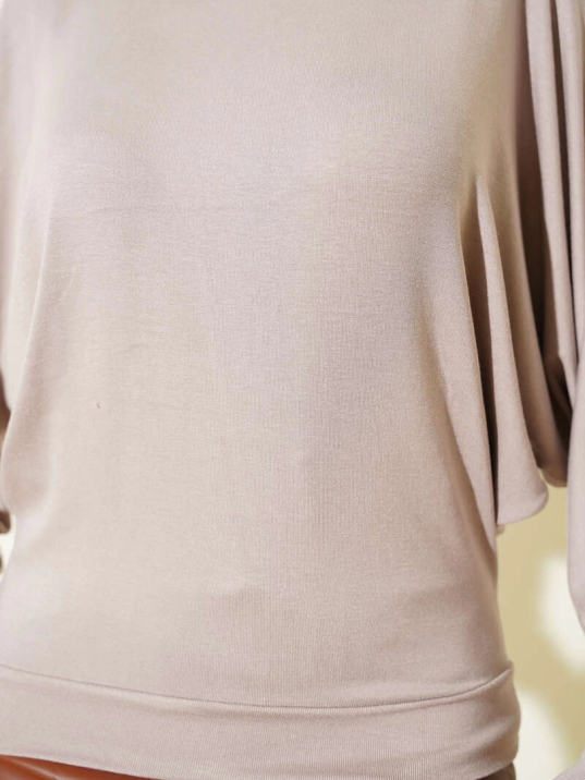 Yarasa Kol Salaş Bluz Vizon T4273 Yarasa Kol Salaş Bluz Vizon T4273