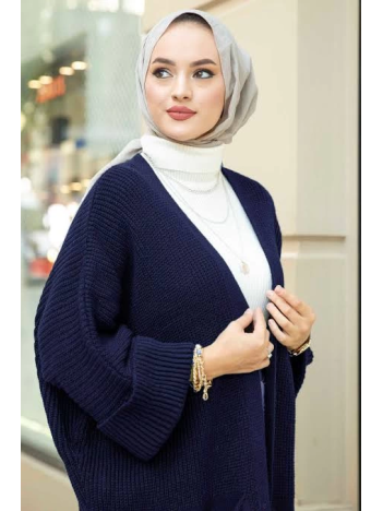 Yarasa Kol Uzun Triko Hırka Lacivert Yarasa Kol Uzun Triko Hırka Lacivert