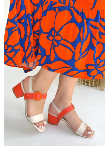 Year Bej Cilt Turuncu Detaylı Turuncu Topuklu Topuklu Ayakkabı Year Bej Cilt Turuncu Detaylı Turuncu Topuklu Topuklu Ayakkabı