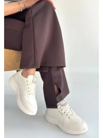 Yejja Bej Cilt Bağcıklı Spor Ayakkabı