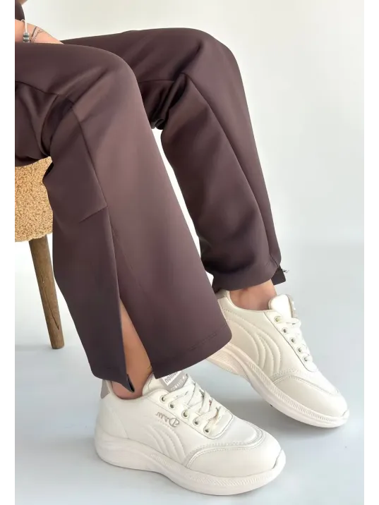 Yejja Bej Cilt Bağcıklı Spor Ayakkabı Yejja Bej Cilt Bağcıklı Spor Ayakkabı