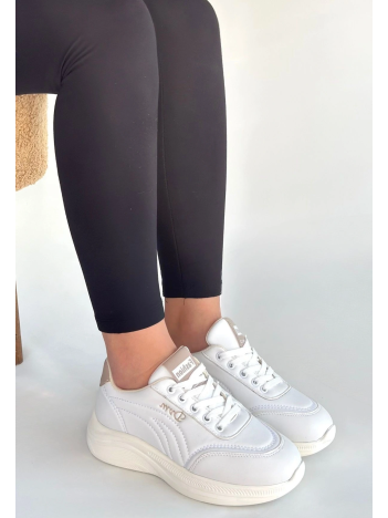 Yejja Beyaz Cilt Bağcıklı Spor Ayakkabı