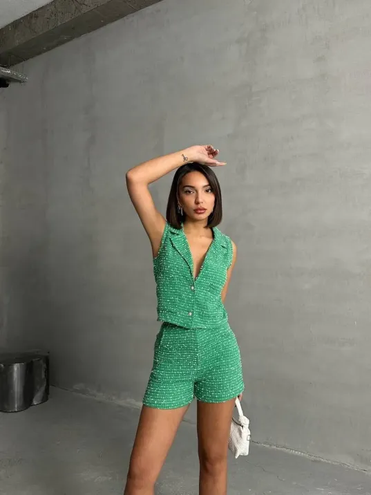 Yelekli Şort Takım Yeşil