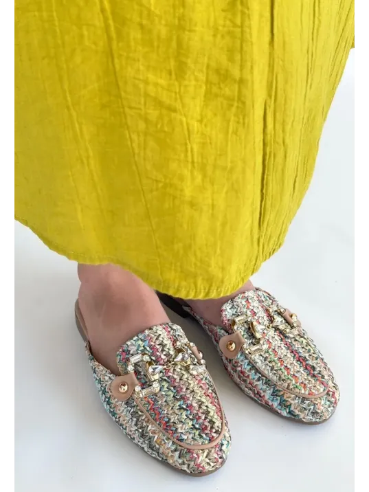 Yenda Renkli Dokumalı Terlik