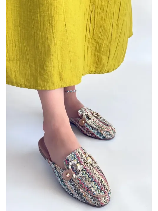 Yenda Renkli Dokumalı Terlik