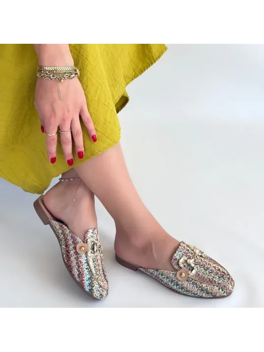 Yenda Renkli Dokumalı Terlik