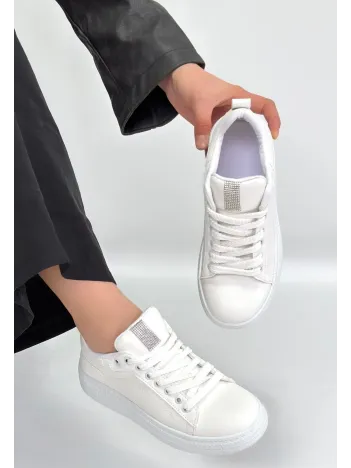 Yier Beyaz Cilt Bağcıklı Spor Ayakkabı