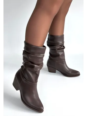 Yior Acı Kahve Cilt Topuklu Bot