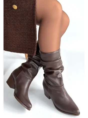 Yior Acı Kahve Cilt Topuklu Bot