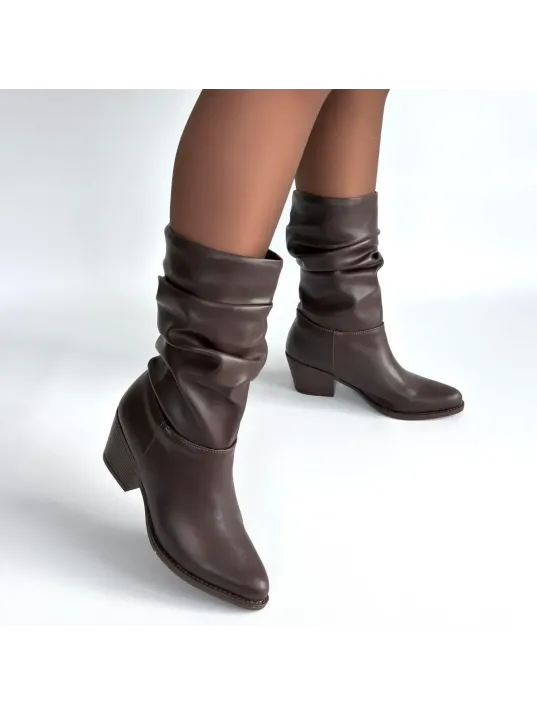 Yior Acı Kahve Cilt Topuklu Bot Yior Acı Kahve Cilt Topuklu Bot