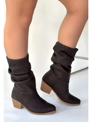 Yior Acı Kahve Nubuk Topuklu Bot
