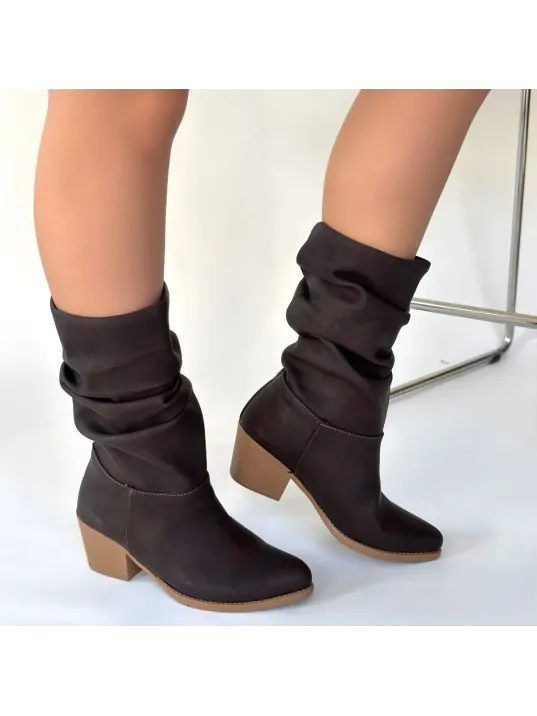 Yior Acı Kahve Nubuk Topuklu Bot