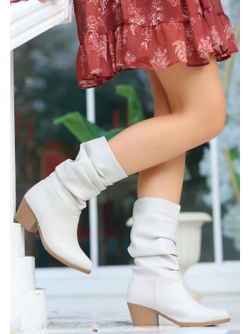 Yior Bej Cilt Topuklu Bot