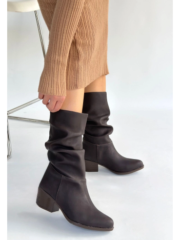 Yior Kahverengi Nubuk Topuklu Bot