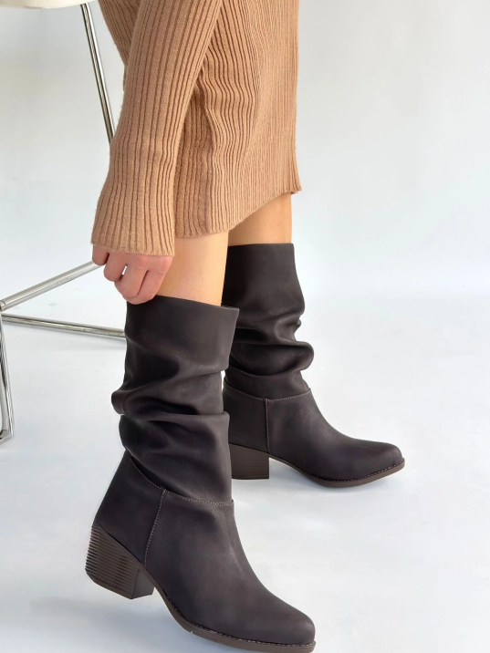 Yior Kahverengi Nubuk Topuklu Bot