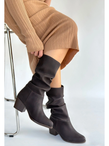 Yior Kahverengi Nubuk Topuklu Bot