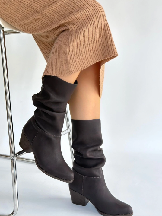 Yior Kahverengi Nubuk Topuklu Bot