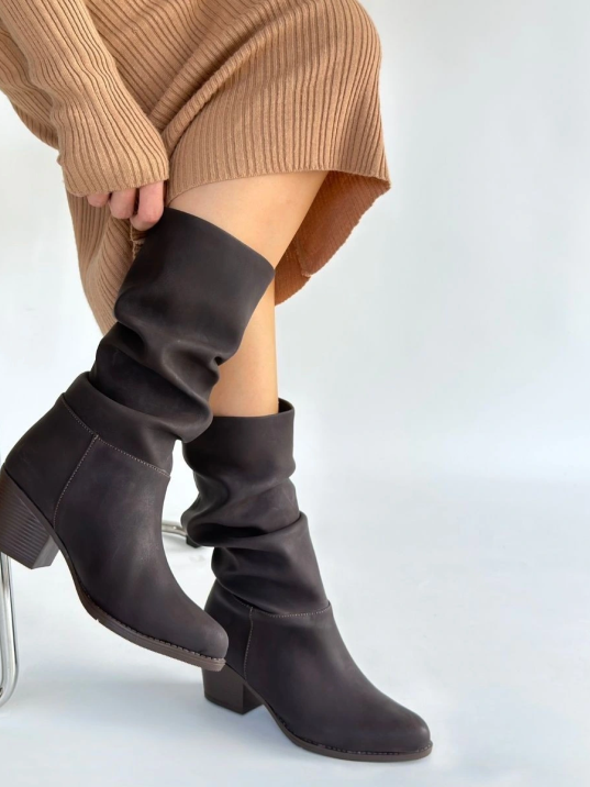 Yior Kahverengi Nubuk Topuklu Bot