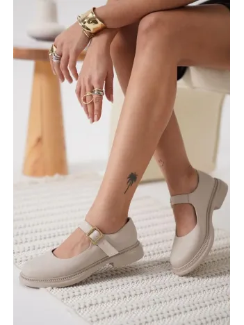 Yokox Bej Cilt Oxford Ayakkabı Yokox Bej Cilt Oxford Ayakkabı