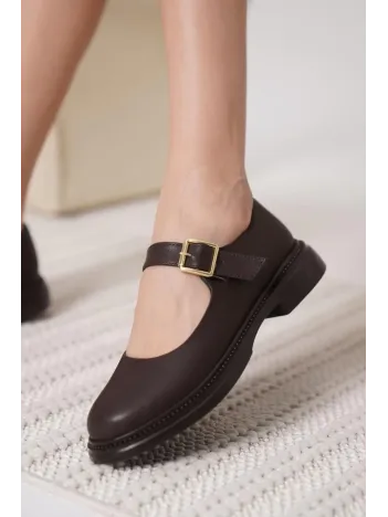 Yokox Kahverengi Cilt Oxford Ayakkabı