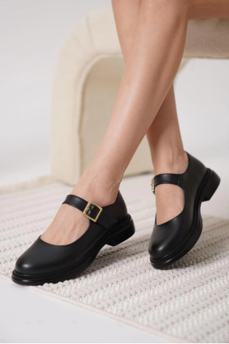 Yokox Siyah Cilt Oxford Ayakkabı